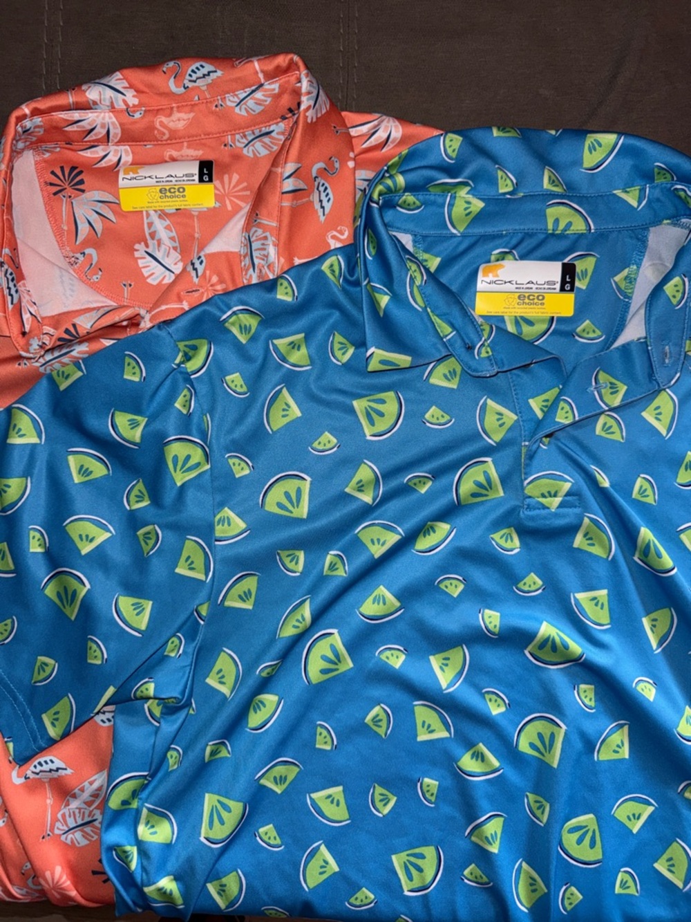 Nicklaus Eco ChoiceGolf Bundle Blue Watermelon & Palm Tree Golf Polo Size Large